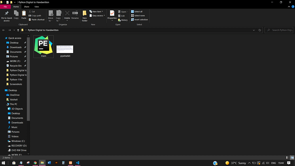 Python 01: How To Easily Convert Text To Handwritten Notes using Pywhatkit? 6 A .png file will appear on the execution of main.py