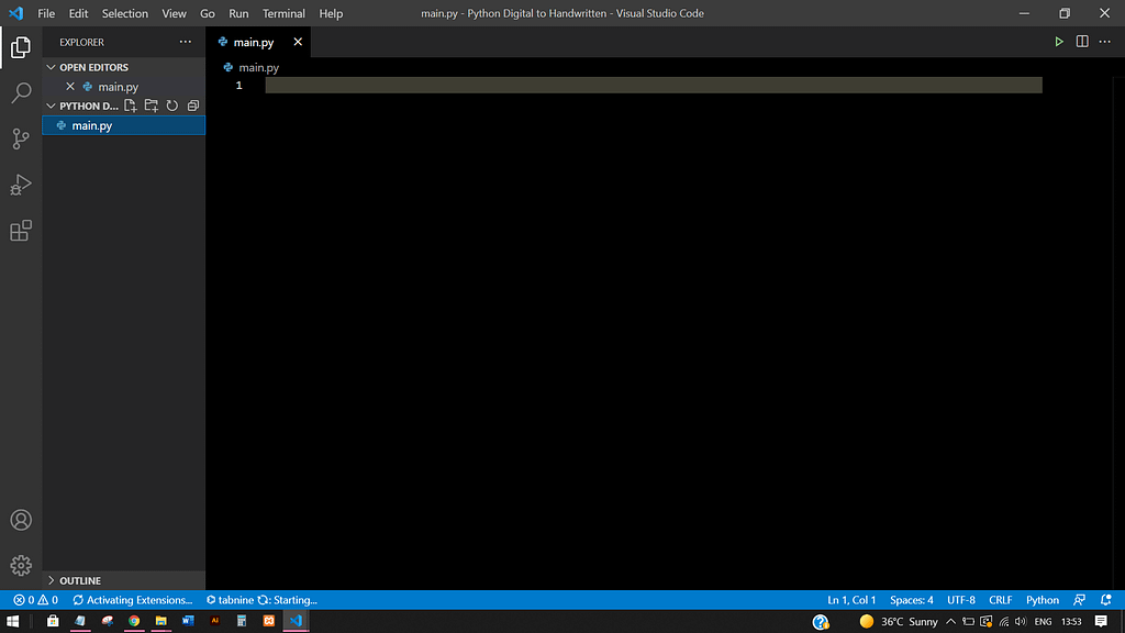 Python 01: How To Easily Convert Text To Handwritten Notes using Pywhatkit? 2 make a main.py in your code editor. .py is python extension