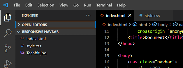 Make an Attractive Responsive Navigation Bar Using HTML and CSS 2 Our Working Directory for Creating a Responsive Navigation Bar