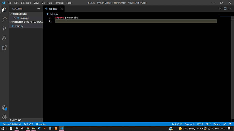 Python 01: How To Easily Convert Text To Handwritten Notes using Pywhatkit? 4 import "pywhatkit"